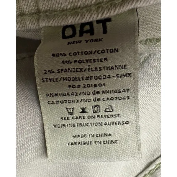 OAT New York High Rise Wide‎ Leg Raw Hem Jeans Women Sz 10/30 Sage Green - Image 4