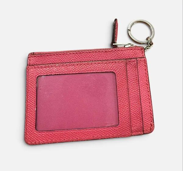 Pre-owned Coach Pink Saffiano Leather Zip Wristlet - Image 3