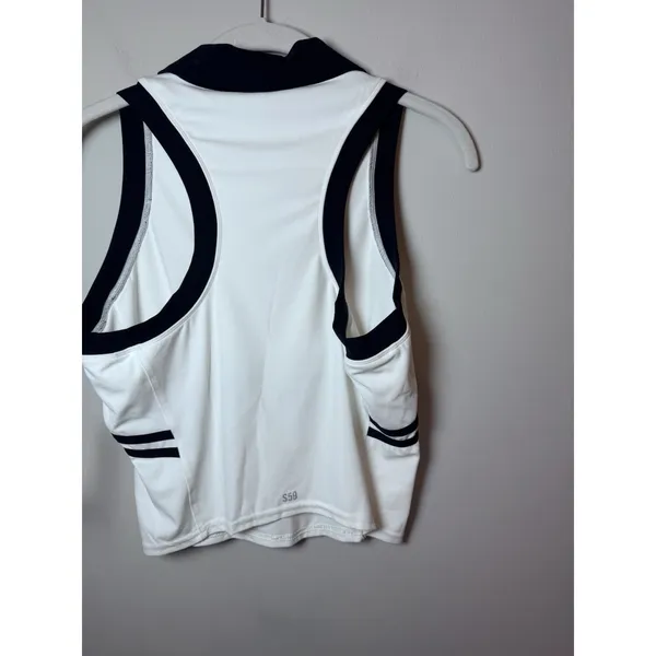 Splits59 Austin Airweight Crop Polo Top Women's Size M White Navy Athleisure NWT - Image 5
