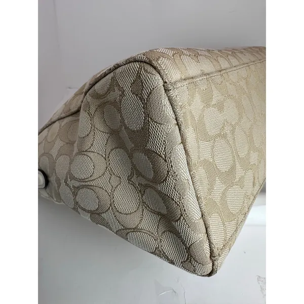 Coach Celeste Signature Jacquard Hobo Bag Light Khaki White Like New - Image 13