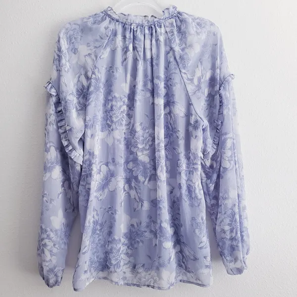 Joie Floral Button Down Long Sleeve Ruffle Blouse - Image 6