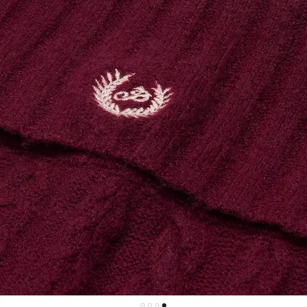 Pink Collegiate Cable-Knit Foldover Flare Pants‎ - Image 3