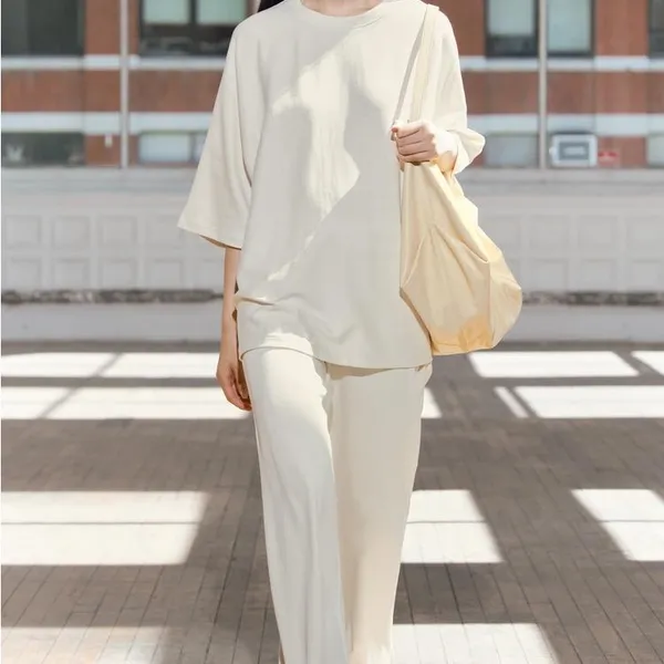 ZARA Cream Women's Wide Leg lounge Pants with elastic waistband never worn - Image 2