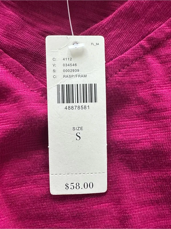 Anthropologie Raspberry Pink V-Neck Bell Sleeve Top Size Small NWT - Image 5