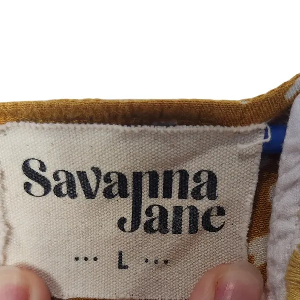 Savanna Jane Yellow Leopard Animal Print Embroidered Floral Blouse Top Sze Large - Image 3