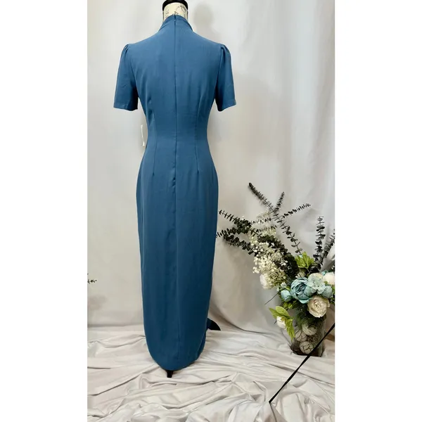 Alexia Admor Dixie Mockneck Maxi Sheath Dress in Denim Blue 4 - Image 12