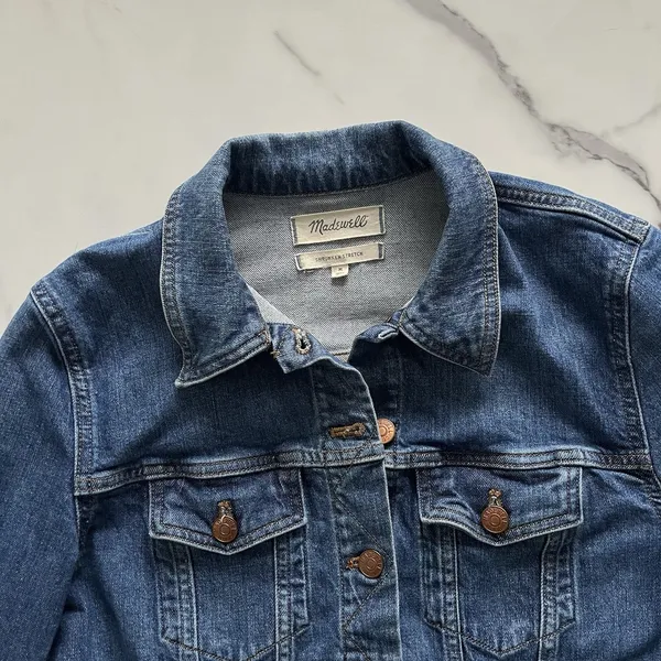 Madewell The Shrunken Stretch Jean Jacket Eco Edition Vintage Light Size Small - Image 6