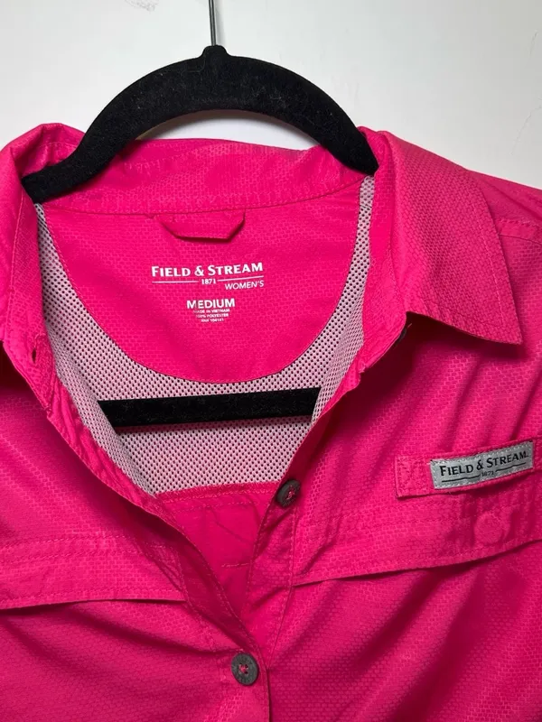 Field & Stream Women's Pink Short Sleeve Performance Button-Down Fishing Shirt S - Image 2