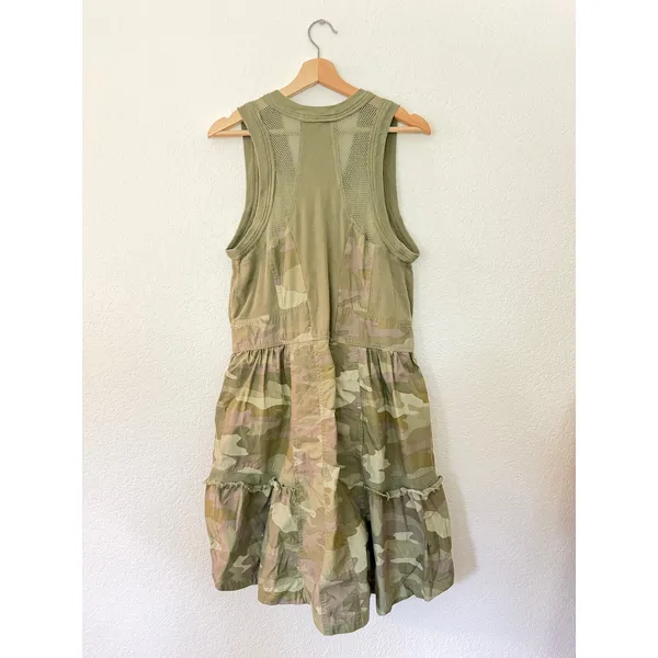 Daily Practice Anthropologie Dress Women S Green Camo Zip Front Mesh Mini Exc - Image 4