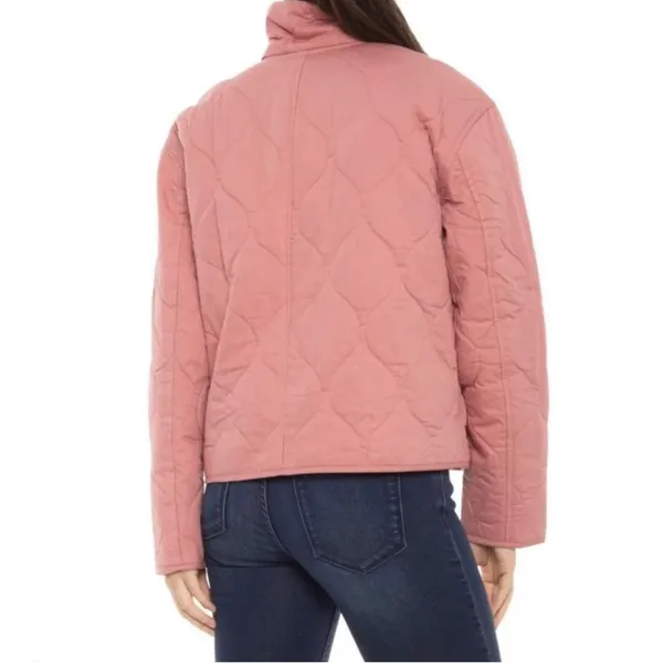 Lucky Brand Cotton Quilted Zip Front Jacket (Sz L) Pink - Image 3
