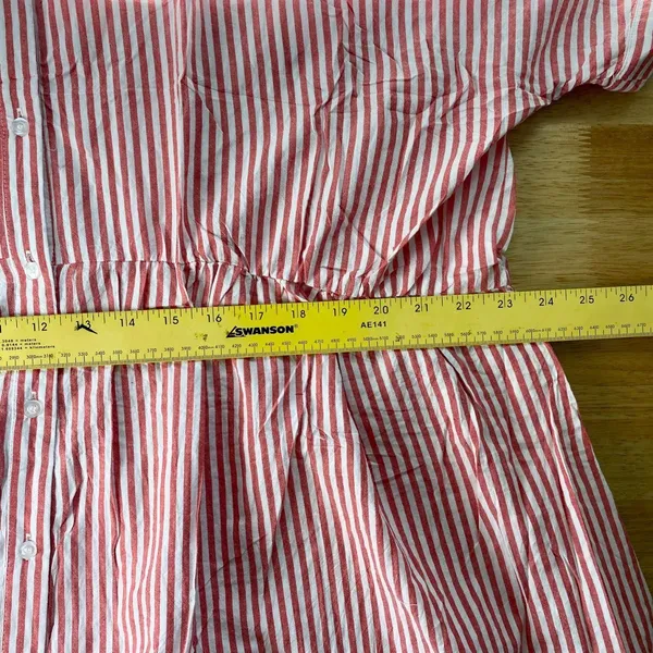 Source Unknown NWT Casual Red White Striped Midi Maxi Blouse Button Up Dress 3XL - Image 6