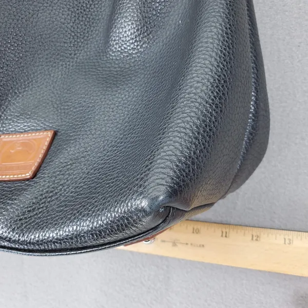 Dooney & Bourke Black Tan Pebbled Leather Patterson Paige Shoulder Hobo‎ Bag - Image 4