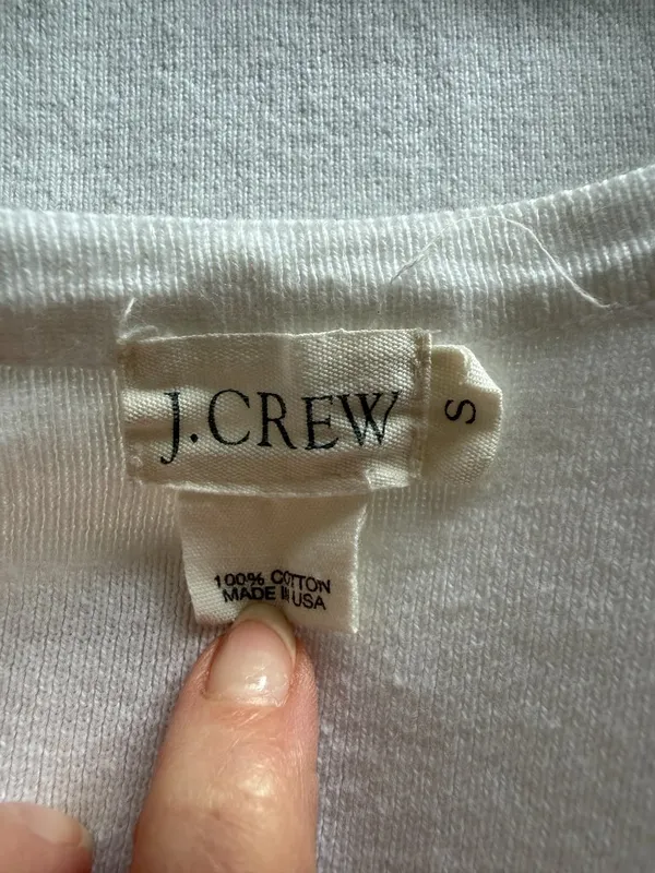 J. Crew women's white long sleeve zip up crewneck stretchy sweater size small - Image 7