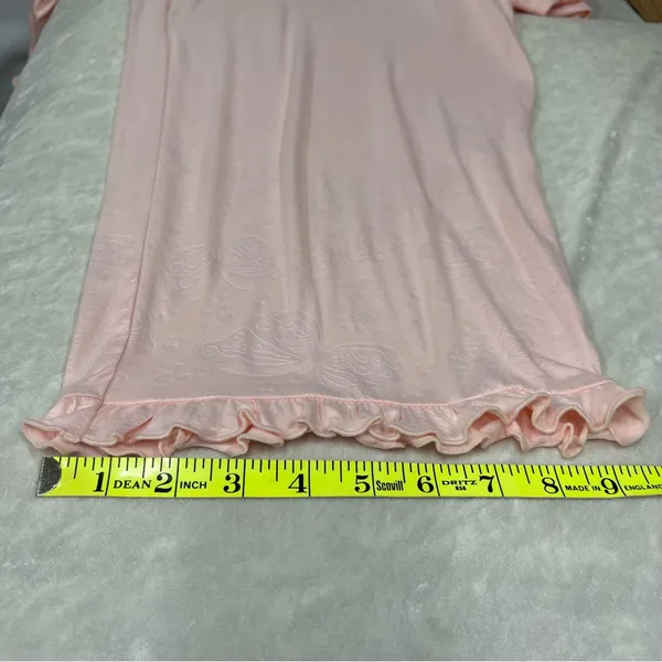 Laura Ashley Soft pink Textured two piece Pajama Set L butterfly heart embossed - Image 12