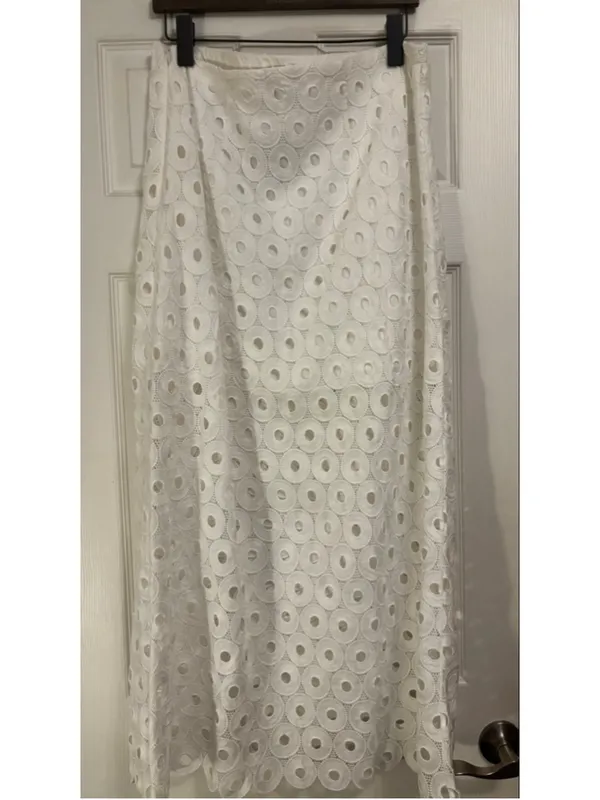 EXPRESS White Eyelet High Waist Maxi Skirt - Image 5