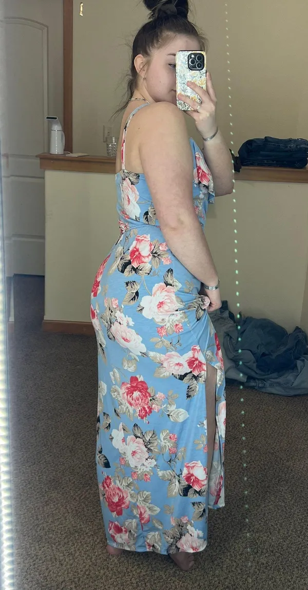 Three Pink Hearts Ruffled Floral Maxi Dress - Image 2
