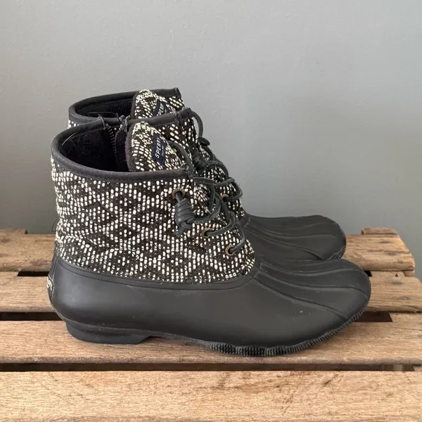 Sperry Saltwater Duck Boots Tribal Aztec Print Size 8.5 A36‎ - Image 5