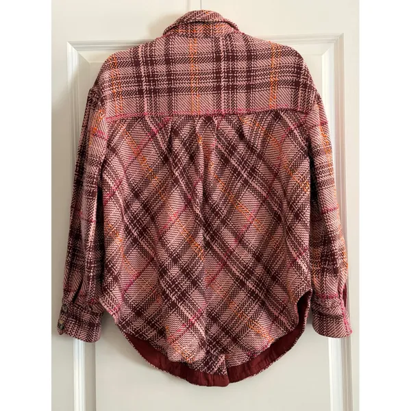 Anthropologie Hudson Plaid Shirt Jacket Pink Plaid Button Down Shacket Size M - Image 11
