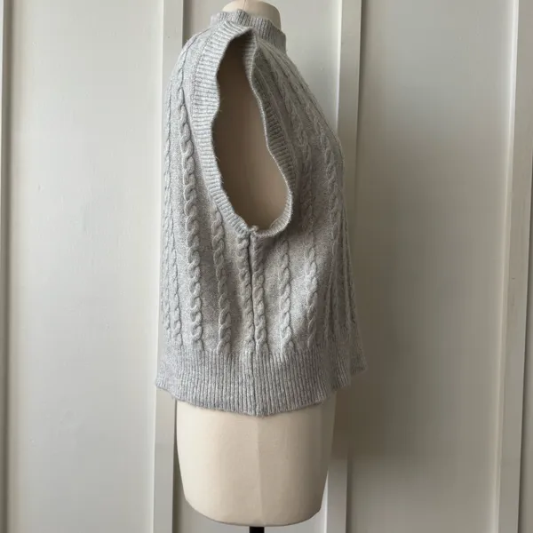 Cupcakes and Cashmere Gray Cable Knit Sweater Vest - Image 7