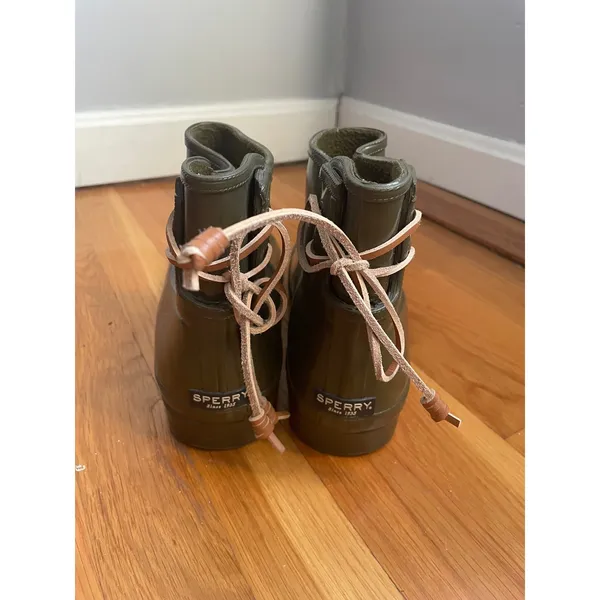 Sperry Top-Sider Saltwater Olive Green Rubber Rain Boots Womens 8 STS99566 - Image 3