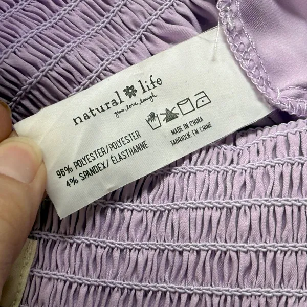 Natural Life Lavender Purple Smocked High Waist short Medium Satin‎ Feel Boho - Image 6