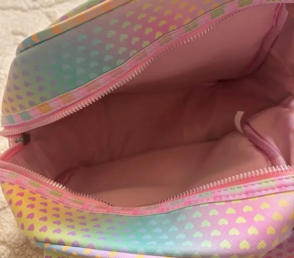 Under One Sky Girls Mini Backpack & Coin Purse - Pastel Rainbow Colors W/ Hearts - Image 12