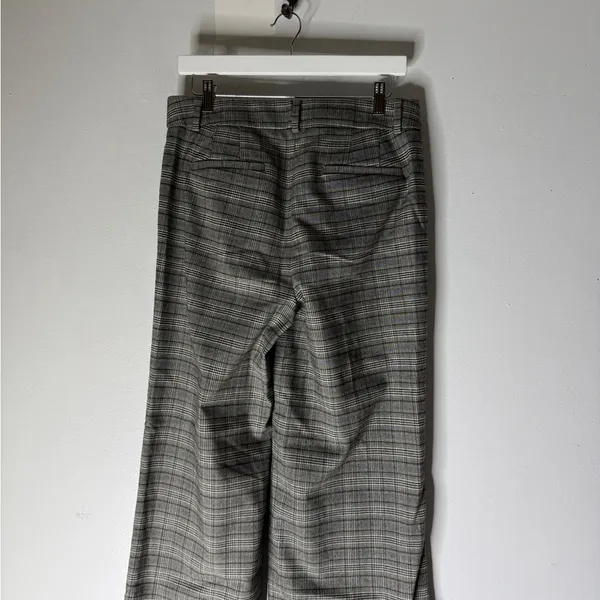 Loft High Waist Trouser Wide‎ Leg Gray Plaid Size 8 - Image 4