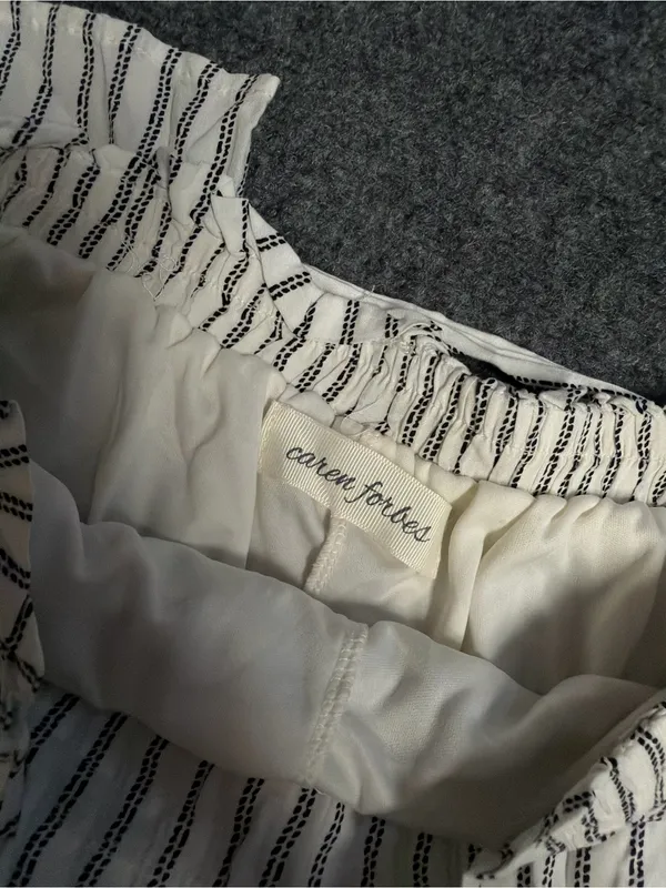 Caren Forbes Striped Drawstring Wide-Leg Pants in white and Black - Image 2