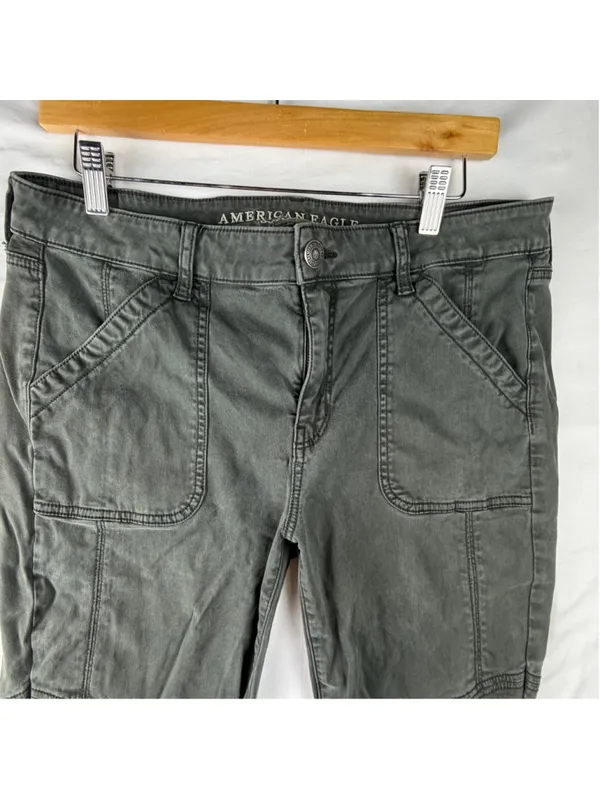 American Eagle Super Super Stretch X Jeggings 14 Regular Gray Utility Pants - Image 6