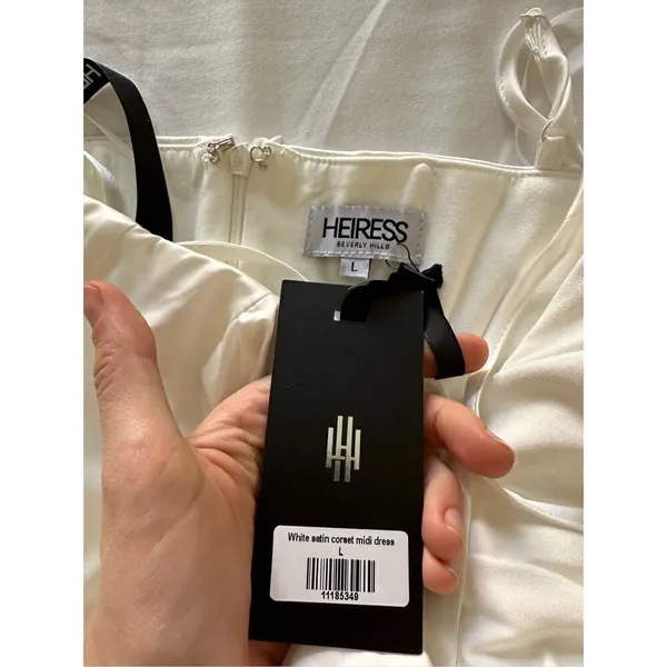 NWT Heiress Beverly Hills White Satin Corset Midi Dress Size Large - Image 5