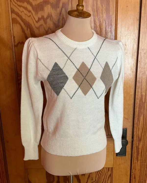 Vintage 80s hunters glen feminine argyle sweater - Image 4