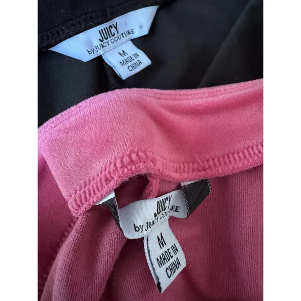 Juicy Couture Pink/Black Velour Biker Shorts Women’s Medium Set - Image 7