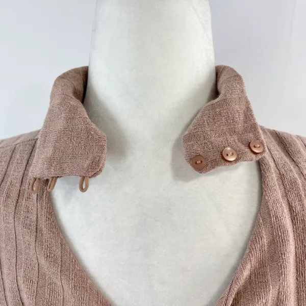 Floret Studios New Twist Open Back Long Sleeve Ribbed Sweater Dress Mocha - Image 12