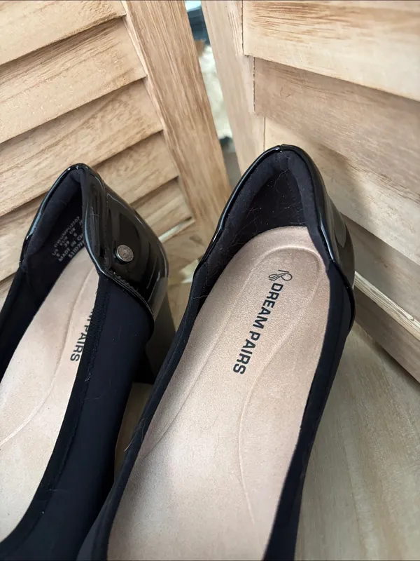 Dream Paris Black Cap-Toe Ballet Pumps with Patent Detail 8 BRAND NEW - Image 2
