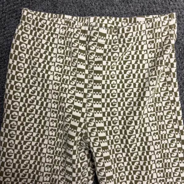 iets frans Urban Outfitters Olive Green Checkered Logo Flare Leggings Size S - Image 2