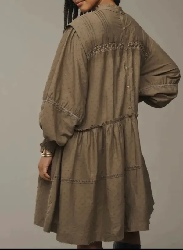 Anthropologie Pilcro Mock-Neck Swing Mini Dress, Size M - Image 4