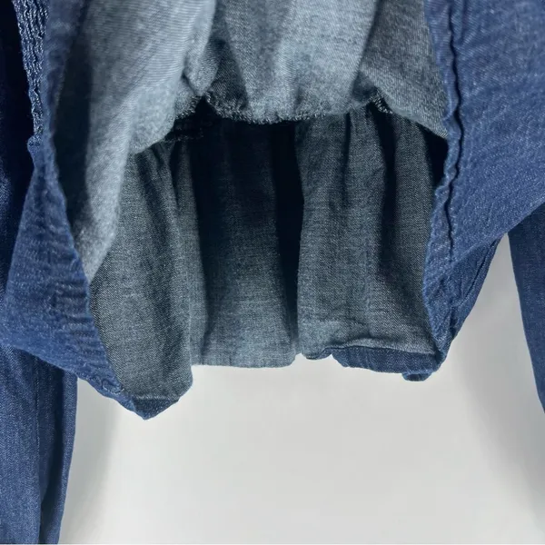 J.‎ Crew Dark Blue Chambray Smocked Puff Sleeve Top Peasant Milkmaid - Image 8