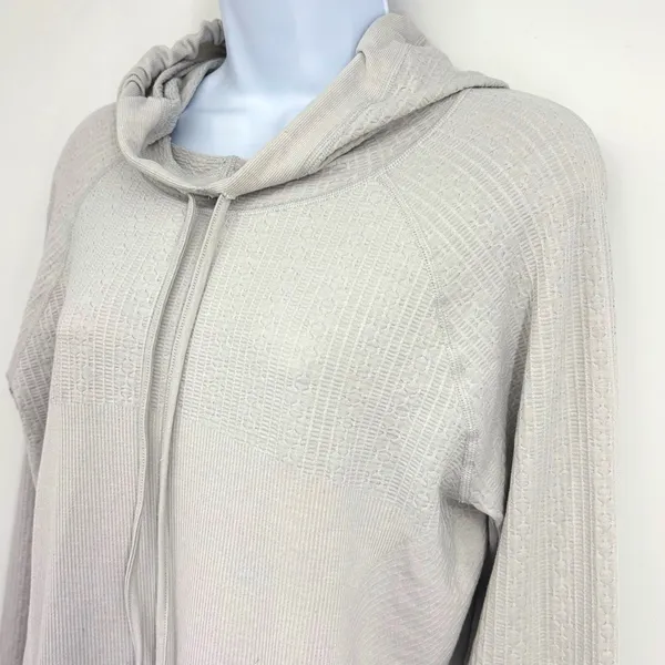 Athleta Hoodie Womens XL Grey Seamless Pointelle Knit Long Sleeve‎ Thumbhole - Image 3