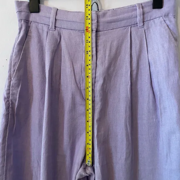 Abercrombie & Fitch Purple High Waist Sloane Dress Pants Linen Cotton Wide Leg - Image 10