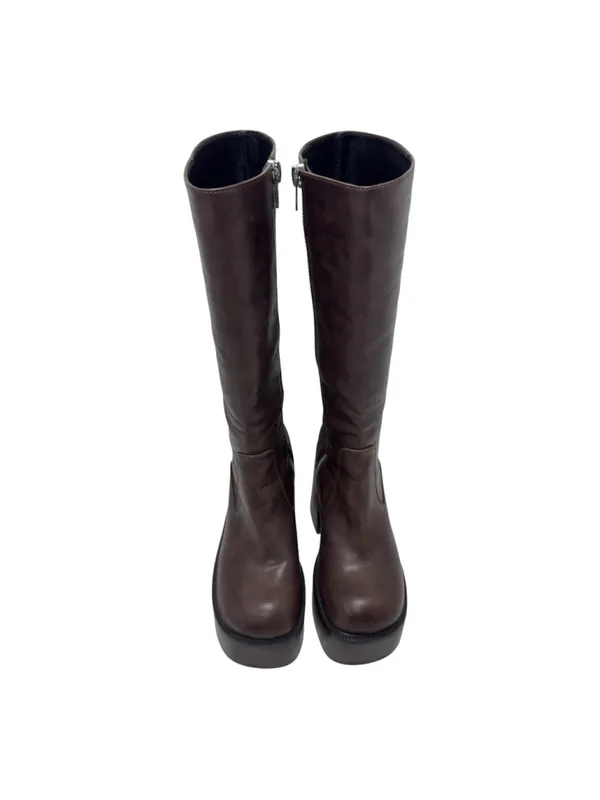 Vintage Sole Delia’s Knee-High Chunky Platform Brown Leather Boots Size 9 - Image 10
