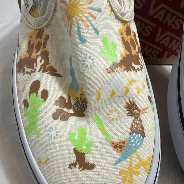 Vans Classic Slip On Shoes Womens 6.5 Get Outdoors Marshmallow Canvas Roadrunner - Image 2