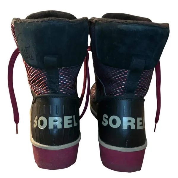 Sorel Tivoli II Boots Women Black Pink Plaid Waterproof‎ Apres Ski Fleece M - Image 4