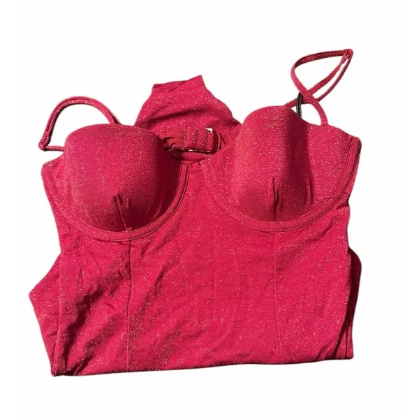 $175 NWT ONIA Pink Shimmer Anemone Underwire Belle One Piece Swimsuit Balconette - Image 6
