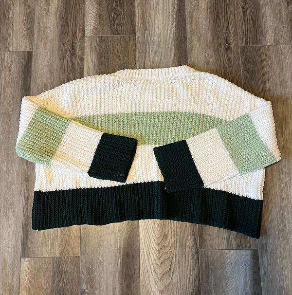 Altar'd State Moon & Madison Green Striped Sweater - Image 2