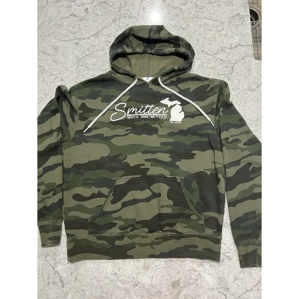 Livnfresh Smitten‎ With The Mitten Michigan Camo Hoodie Sweatshirt Green Small - Image 2