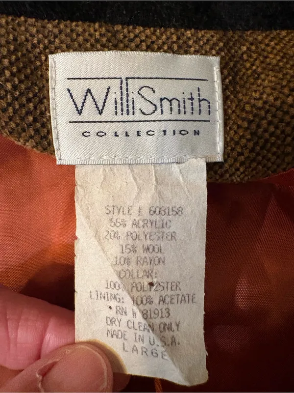 Willi Smith Collection Car Coat Women Large Brown Vintage Wool Blend - Image 6