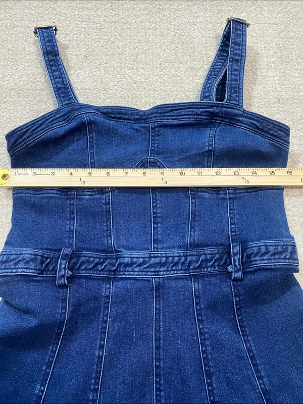 Free People Dark Indigo Denim Mini Dress Size L It has pockets on the sides. - Image 12