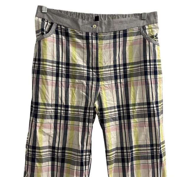 Tommy Hilfiger Womens Plaid‎ Pajama Pants Multicolor Pink Yellow Size L - Image 2