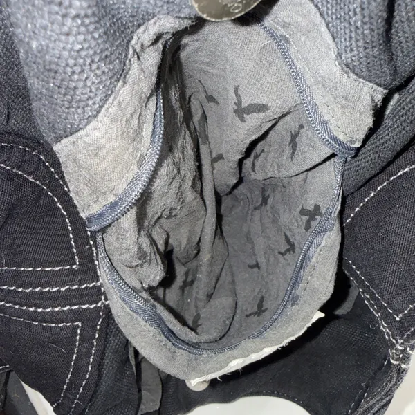 Vintage 2000s Y2K American Eagle Black Gray Canvas Boho Hobo Shoulder Bag Purse - Image 4