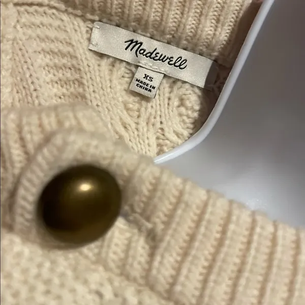 Madewell Button Detail Cable Knit Pullover Sweater - Image 7